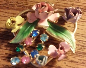 Vintage 1950's Austrian Floral Pin Brooch