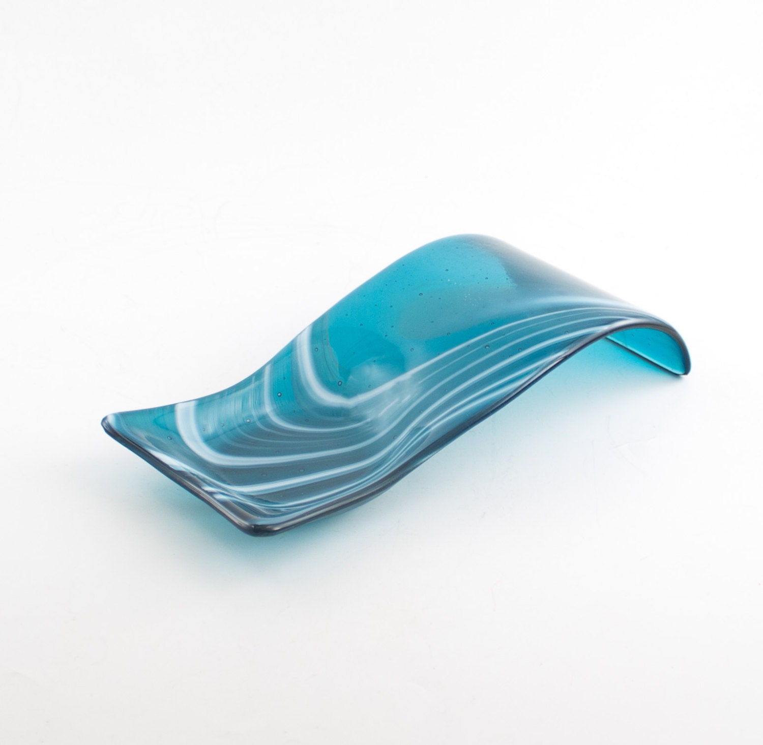 Blue Spoon Rest Spoon Holder Fused Glass Utensil Holder