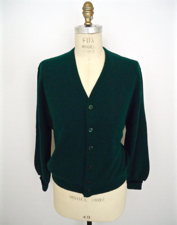 Vintage Hunter Green Cardigan Sweater / forest green Arnold