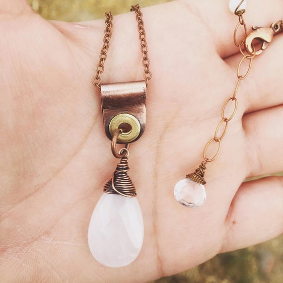 Rustic White Quartz Necklace by coldconnectionsbyJM on Etsy