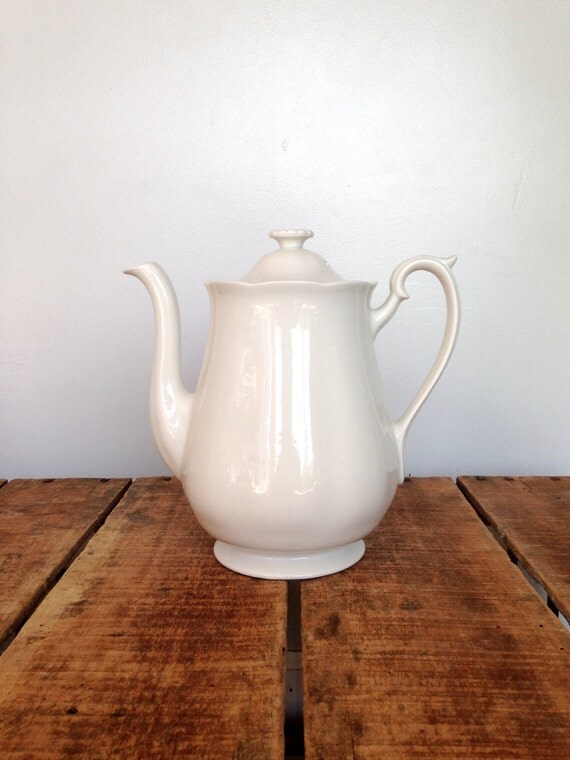 Antique Ironstone Teapot White Ironstone Teapot with Flower