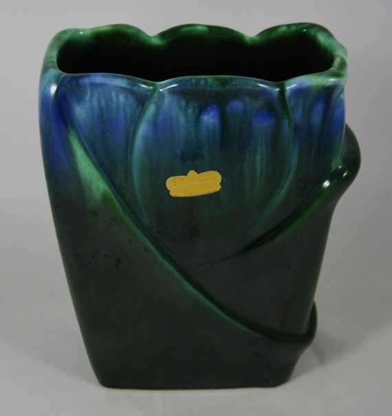 Royal Haeger Blue Green Haeger Drip Glazed Vase By Crystalcoaster