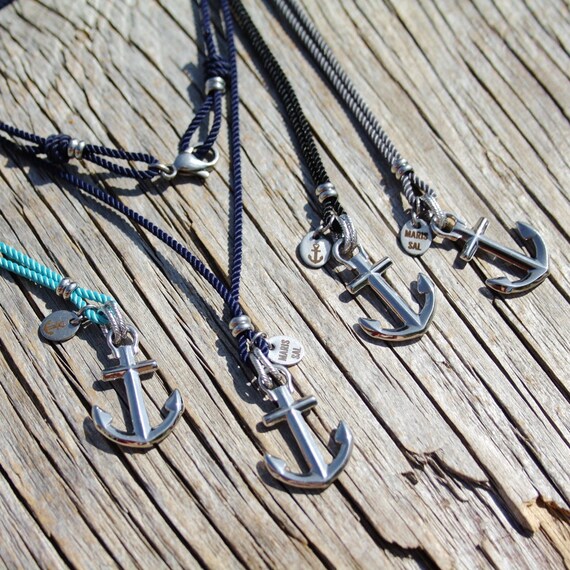 Anchor necklace Nautical rope necklace Anchored necklace