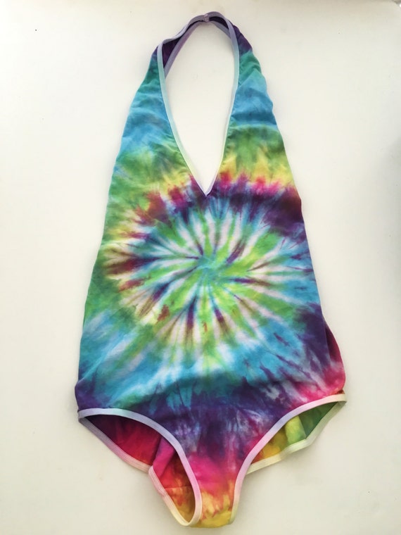 Tie Dye Rave Bodysuit Tye Dye Leotard Size Large by nostalgicusa