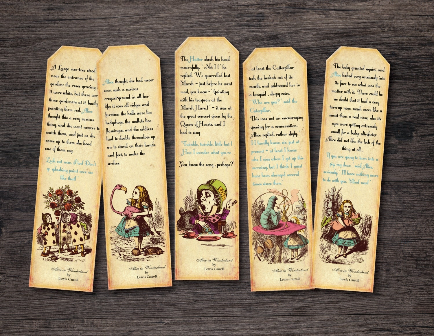 printable alice in wonderland printable bookmark instant