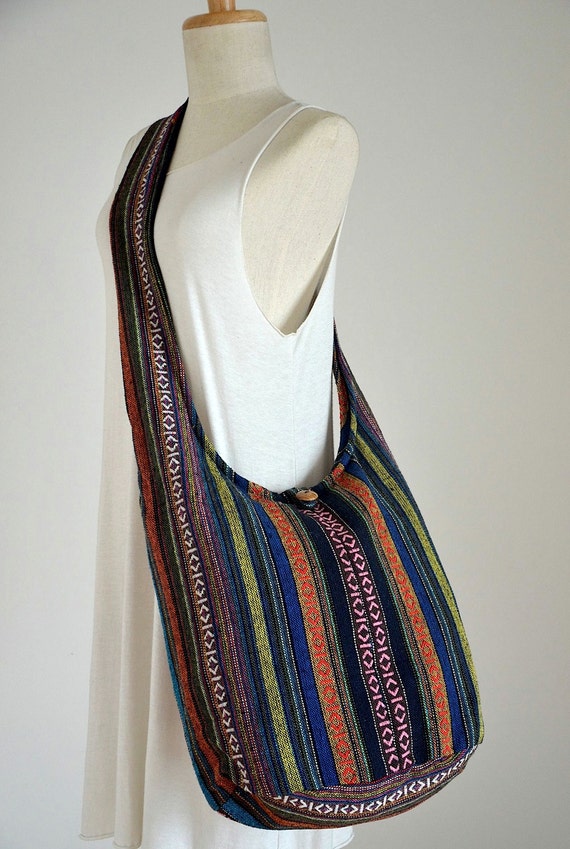 Woven Sling Bag Ethnic Boho Bag Hobo Bag Hippie Bag by Dollypun