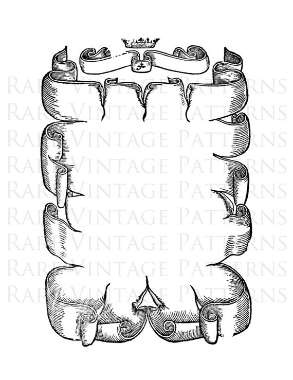 Medieval Scroll Printable Graphic Image With White and