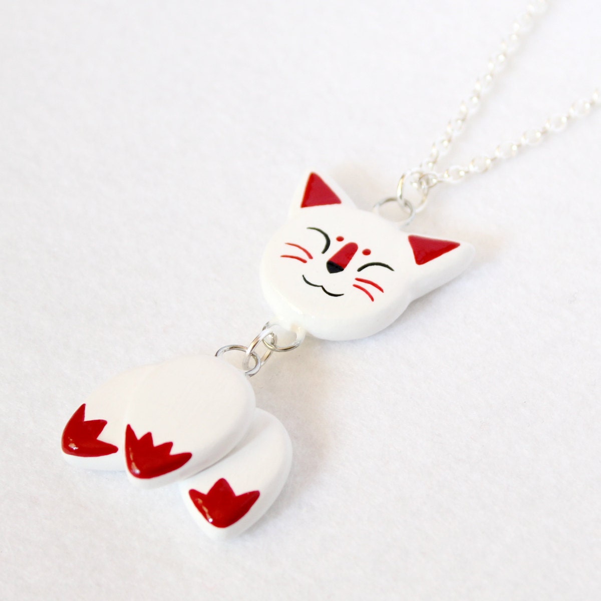Kitsune Necklace Polymer Clay Necklace Kitsune Jewelry