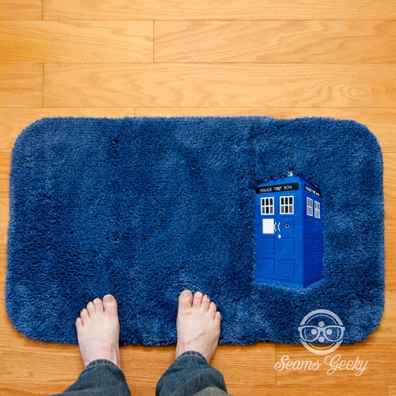 Doctor Who TARDIS Inspired Embroidered Bath Mat