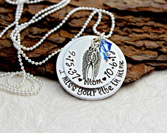 Memorial Necklace - Memorial Gift- In Loving Memory - loss of Mother - Remembrance Necklace - Memorial Jewelry - Sympathy Gift - Angel Wing