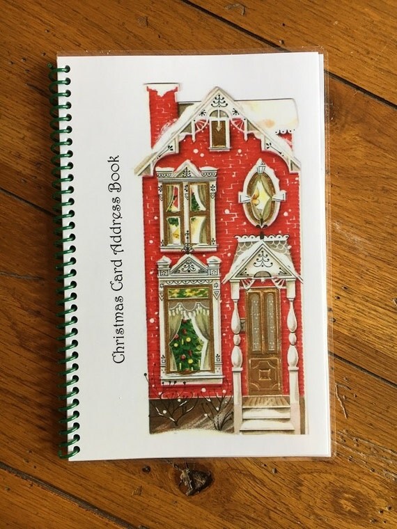 Christmas Card Address Book Personalized Gift Red House Cover