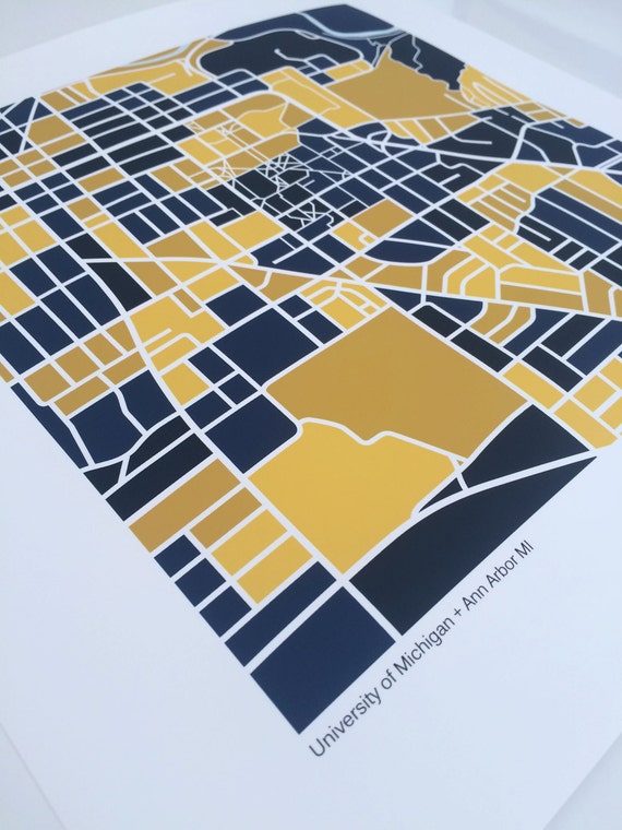 University of Michigan Map Print by gridlove on Etsy