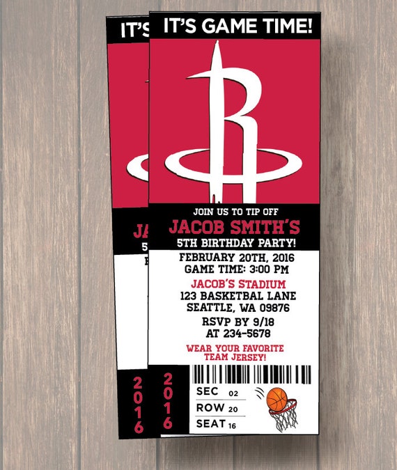 Items similar to houston rockets Invitation, Basketball Ticket