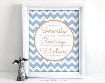 Items similar to The Serenity Prayer - 4x6 Framed Print - Green Frame ...