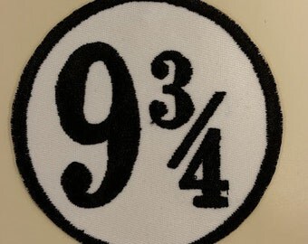 Platform 9 3/4 embroidered patch, Cosplay costume patch, HP Patch, Geek Iron On patch, Fanwear Embroidered Patch