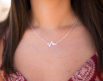 Heart beat necklace, ekg necklace, Electrocardiogram Rhythm, Gift for Doctor, Nurse, Firefighter, Paramedic, EMT Medical Gift