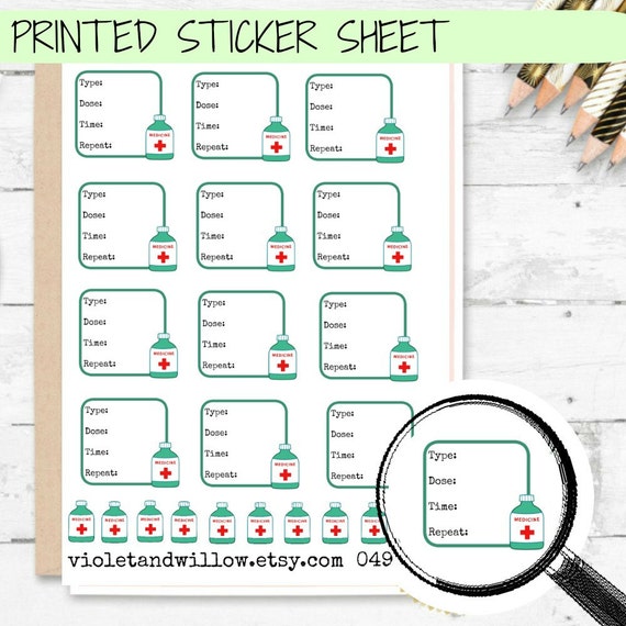Printed Medication Reminder Tracker Planner by VioletandWillow