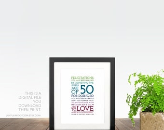1967. 50th Birthday Gift for Women, Her, Men, Husband, Father PRINTABLE. Christian. Milestone. 50 Years Old. Typography Celebration Word Art