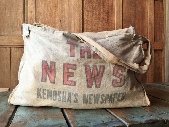 RESERVED Vintage Newspaper Delivery Bag The News Kenoshas