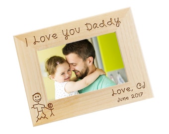 SHIPS FAST, Daddy Picture Frame, Fathers Day Gift, Gifts for Dad, New Dad Gift, Daddy and Son, Engraved Personalized Photo Frame - WF27