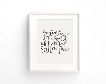 8X10 Be Fearless Handlettered Modern Calligraphy Art Print