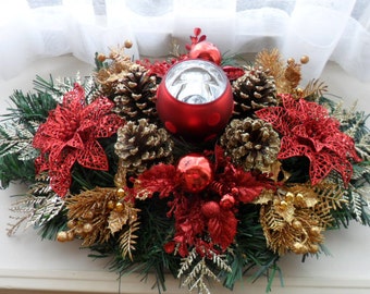 Christmas Centerpiece in Blue Silver & by ChristmasCraftsShop