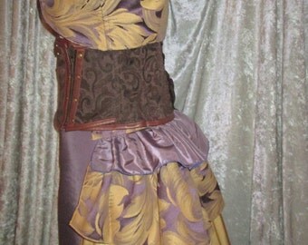 ON SALE - RTS - Amethyst Gold Long Steampunk Bustle Ruffle