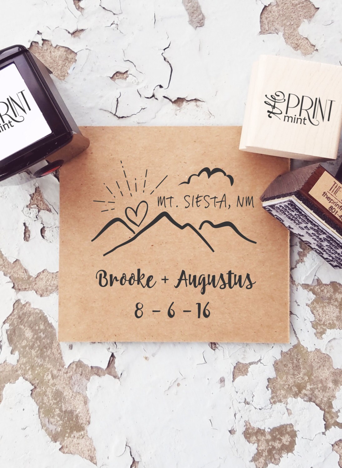 Mountain Wedding Stamp Rustic Wedding Stamp Adventure