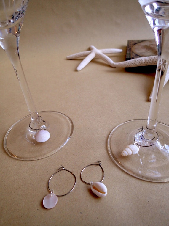 Items Similar To Seashell Wine Glass Charms Set Of 4 On Etsy