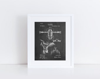 Horse Saddle Patent Poster, Equestrian Decor, Horse Art, Horse Decor, PP0444 Z1016