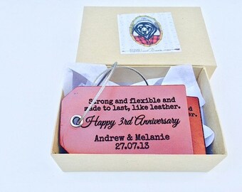 Third Anniversary Gift For Her - Luggage Tag Leather, Gift For 3rd Anniversary, Leather Wedding Anniversary Gift, Travel Gift Wife, Quote