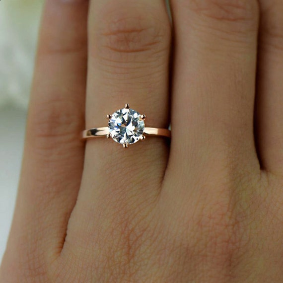 1.5 ct Engagement Ring Solitaire Ring Man Made Diamond