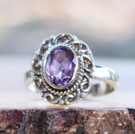 Amethyst Ring Purple ring Birthstone ring by RicaJewelsCalifornia