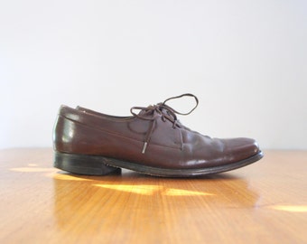 60s mens square toe leather oxfords / sz 10
