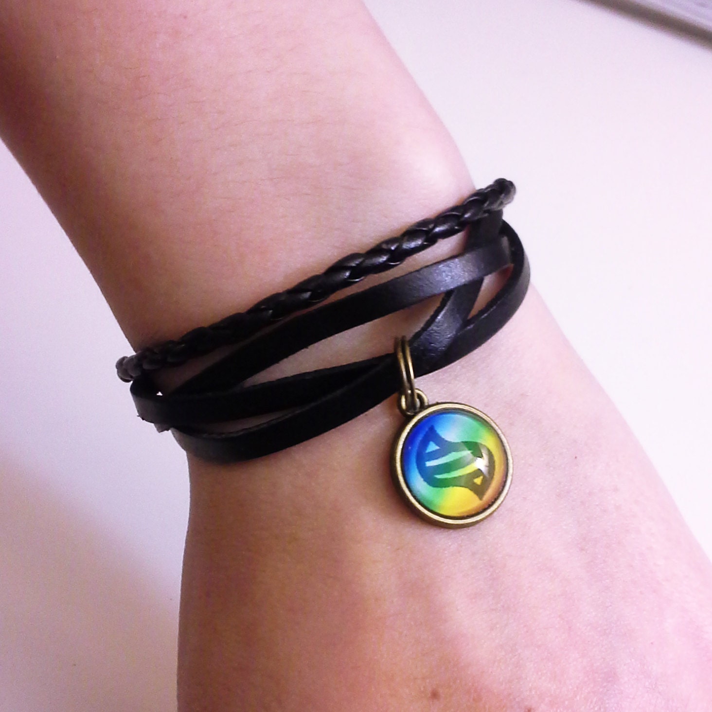 Mega Evolution Stone Leather Strap Bracelet with Glass by iceSylum