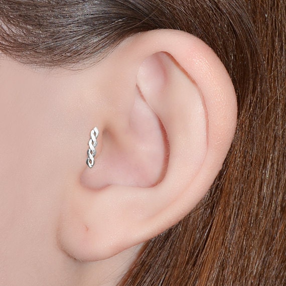 Tragus Stud - Silver Nose Stud - Cartilage Stud - Helix Earring Stud - Rook Earring - Tragus Jewelry - Nose Piercing 16g - Tragus Earring