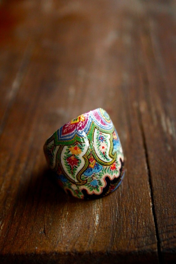 Decoupage wooden handmade ring jewelry natural by TACEHandmade