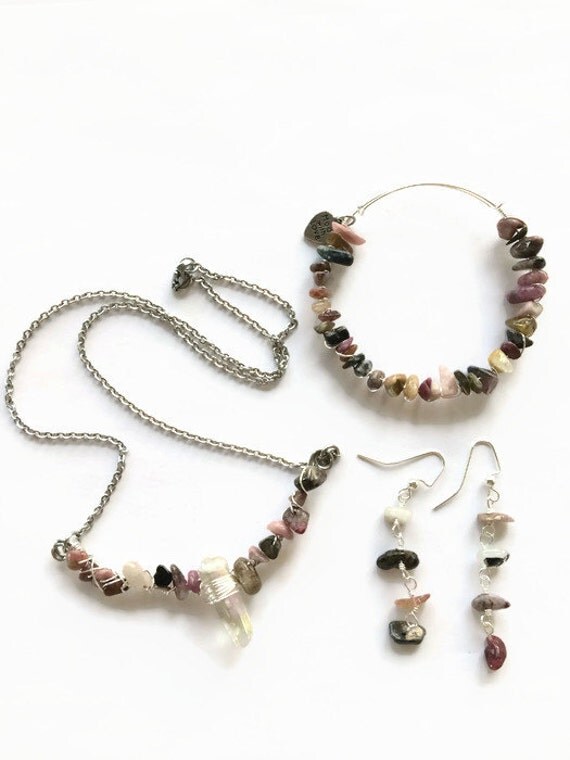 MultiColor Tourmaline Jewelry Set Tourmaline by JulemiJewelry