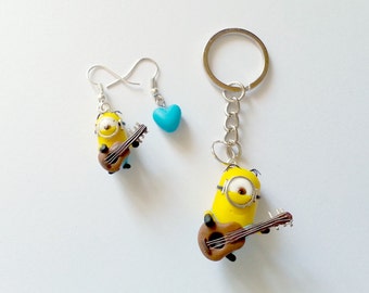 Minions FAN ART - Despicable Me Cattivissimo Me - Guitar Kevin Stuart Bob Banana Necklace earrings or Keychain