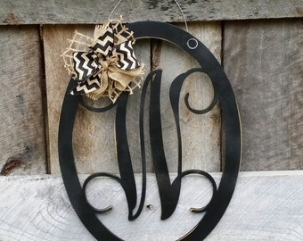 Initial Door Hanger - Personalized Door Hanger - Monogram Wreath - Personalized Door Decor - Personalized Gift
