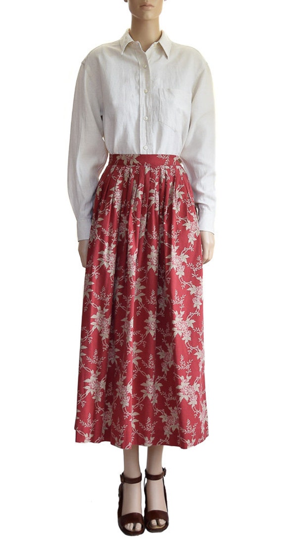 Vintage Skirt Vintage Ralph Lauren Country Berry Red Floral