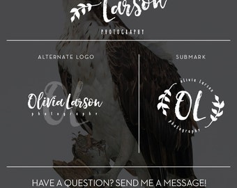 SALE Photography Logo Branding Kit, Logo and Watermarks Branding Package, Photography Branding, Initials Vintage Logo, Signature Logo Leaf