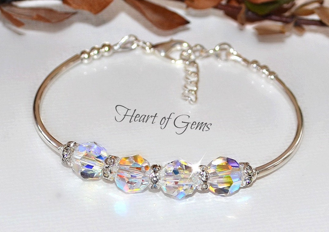 Swarovski Crystal Braceletsilver Banglewedding Jewelryts