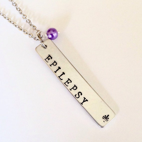 Epilepsy necklace with Czech glass bead medical alert