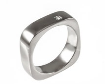 titanium square mens wedding ring