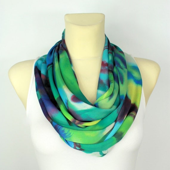 Turquoise Silk Scarf Infinity Scarves Silk Summer Scarf Summer Outdoors Summer Party Womens Summer Accessories Gift Women Birthday Gift Wife
