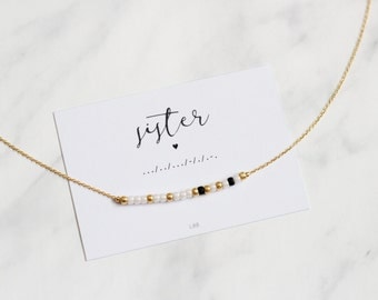 SISTER Morse Code Necklace, Sister Morse Code Jewelry, Gift for sister, Dainty Jewelry, Make a wish jewelry, Gift for her, Birthday gift