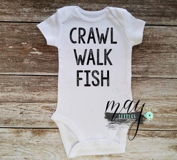 Crawl Walk Fish Onesie Outdoor Baby Clothes I Love by MayLittles