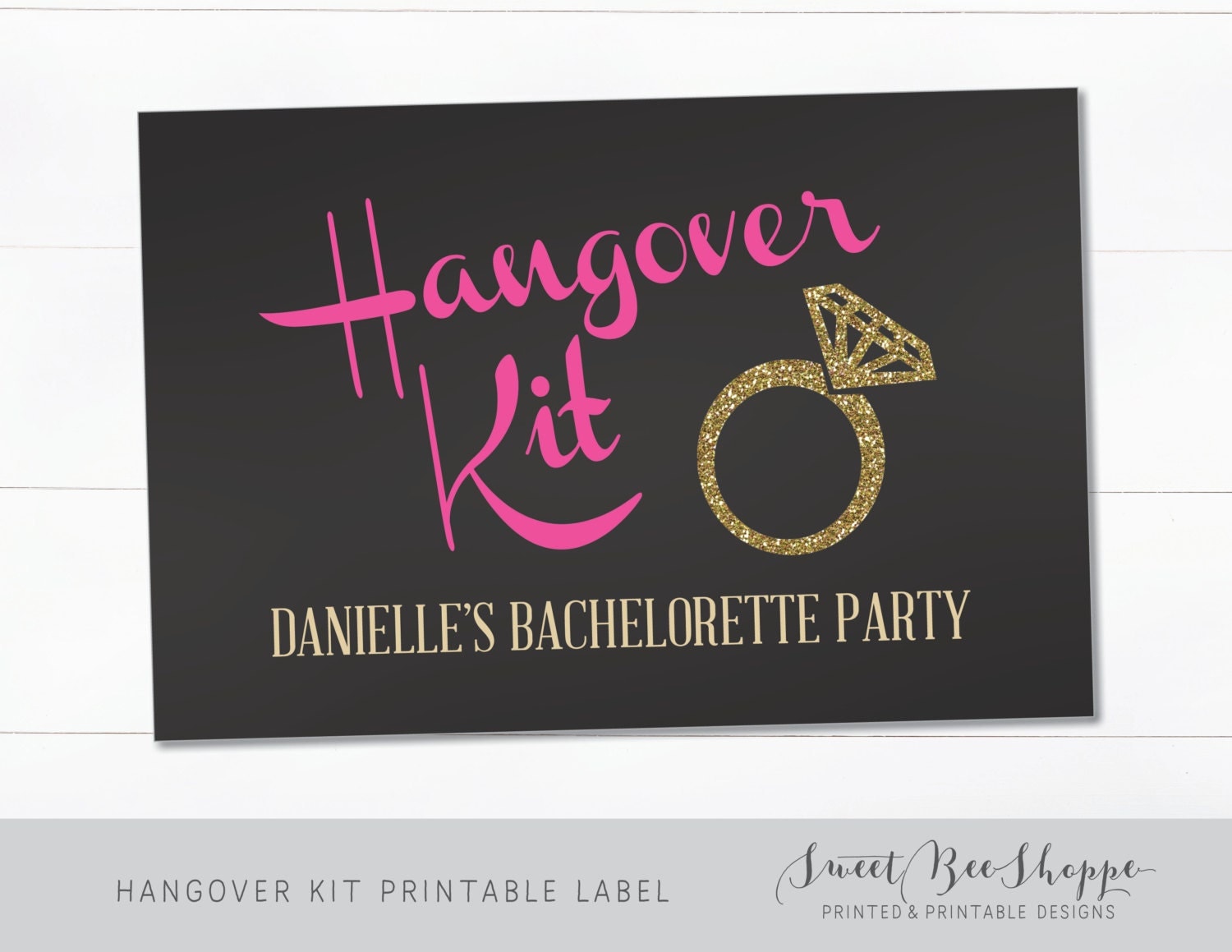 hangover kit printable label 3x4 or