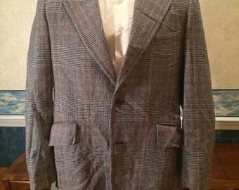 1970s Plaid Blazer - Mens Swanky Gray Disco Jacket from Boyd's size Large 45R